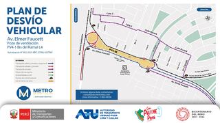 Aplicarán plan de desvío vehicular en el Callao por obras de la Línea 4 del Metro