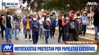 Mototaxistas protestan en el frontis de la Municipalidad de VMT por papeletas “excesivas” | VIDEO