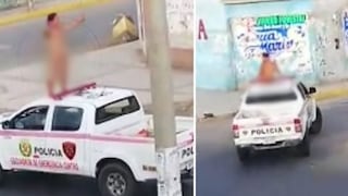 Mujer desnuda se trepa a techo de patrullero y dice que está infectada con COVID-19 en Chimbote [VIDEO]