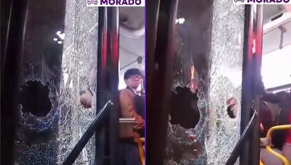 Atacan bus del Corredor Morado. (Foto: Captura)