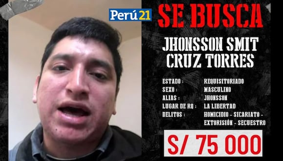 Jhonsson Smit Cruz Torres es sindicado de ser el líder de la banda criminal 'Los Pulpos'. (Foto: PNP)