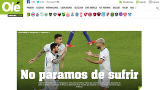 "No paramos de sufrir": así reaccionó la prensa argentina por el empate ante Paraguay en la Copa América