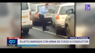 Amenaza con su arma y la rastrilla frente a conductor que le cerró el paso con su auto en Caquetá [VIDEO]