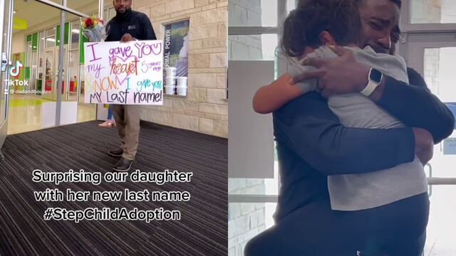 Un padre de familia sorprende a su hija con el anuncio de que legalmente acababa de adoptarla