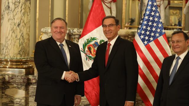 Pompeo llegó al Perú y se reúne con Vizcarra en Palacio de Gobierno