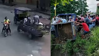 Tarapoto: madre e hijo salvan de morir por centímetros tras esquivar motocar | VIDEO
