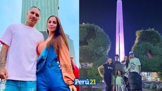 Paolo Guerrero y Ana Paula Consorte posan en el Obelisco de Argentina con su bebé recién nacido