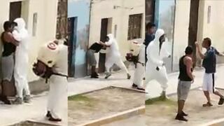 Cañete: Fumigador se agarra a golpes con dos sujetos cuando desinfectaba calles por COVID-19 [VIDEO]