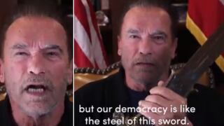 Con la espada de ‘Conan el Bárbaro’, Arnold Schwarzenegger despide a Donald Trump