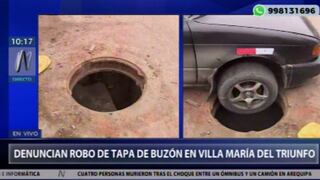 Taxi quedó atascado en buzón sin tapa en Villa María del Triunfo | VIDEO