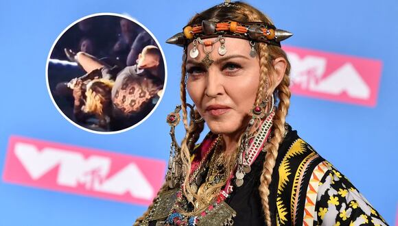 Madonna sufre una caída en concierto. (Foto: captura / AFP)