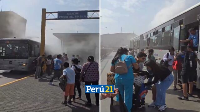 Bus del Metropolitano se incendió y pasajeros salieron por las ventanas (VIDEO)