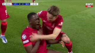 Gol de Konaté: Liverpool marcó el 1-0 sobre Benfica por la UEFA Champions League