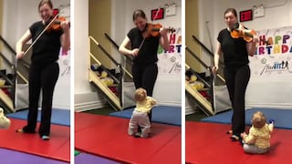 Bebé se "enamora a primera vista" del sonido del violín y cautiva a todos en Internet