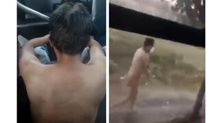 México: pasajeros de transporte público golpean a presunto ladrón y lo dejan desnudo en la carretera [VIDEO]