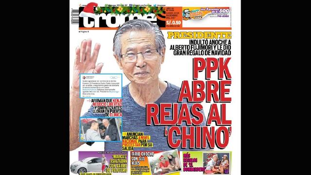 Estas son las portadas de los medios locales tras el indulto a Alberto Fujimori [FOTOS]