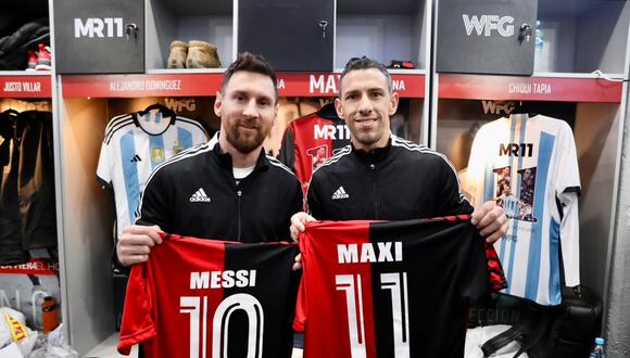 Lionel Messi y Maxi Rodríguez (Foto: Newell's Old Boys).