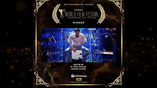 Tony Succar recibe premio por su documental en el Cannes World Film Festival