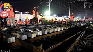 ¡Sorprendente! Chinos construyeron vías del ferrocarril en tan solo 9 horas [FOTOS y VIDEOS]