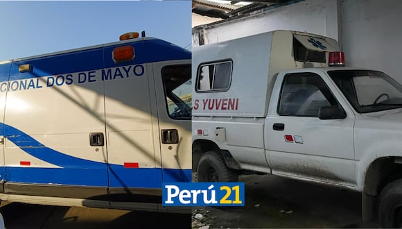 MALAS CONDICIONES. Ambulancias del Hospital Nacional Dos de Mayo (Lima) y del centro poblado Yuveni (La Convención, Cusco).