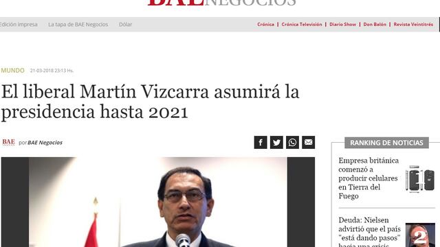 Así anunció la prensa internacional la llegada al poder de Martín Vizcarra