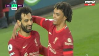 Gol de Mohamed Salah para el 2-0 de Liverpool sobre Manchester United por la Premier League