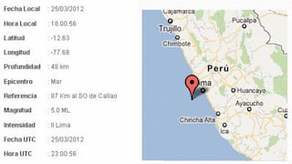 Temblor de 5 grados de magnitud sacudió esta tarde Lima y Callao