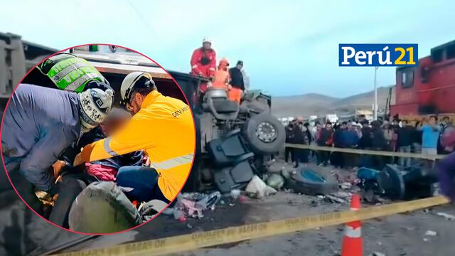 Así fue el preciso momento del choque entre un tren y un bus interprovincial en La Oroya | VIDEO 