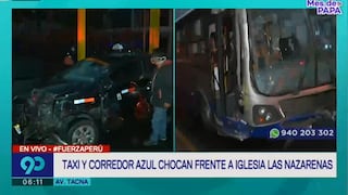 Cercado de Lima: Reportan choque entre taxi y bus del corredor azul en la Av. Tacna [VIDEO]