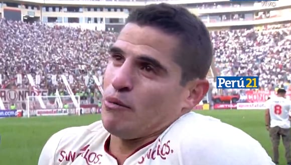 Aldo Corzo emocionado tras campeonato de la 'U'. (Foto: Captura GolPerú)