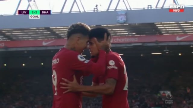 Liverpool vs. Brighton: gol de Firmino y en propio arco de Webster para el 3-2 con participación de Luis Díaz [VIDEO]
