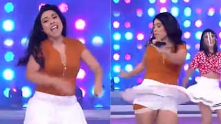Tula Rodríguez sufrió percance con su vestuario al bailar “El teléfono”, canción de Pintura Roja