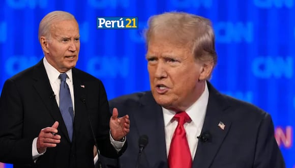 Donald Trump se burla de Joe Biden. (Composición)