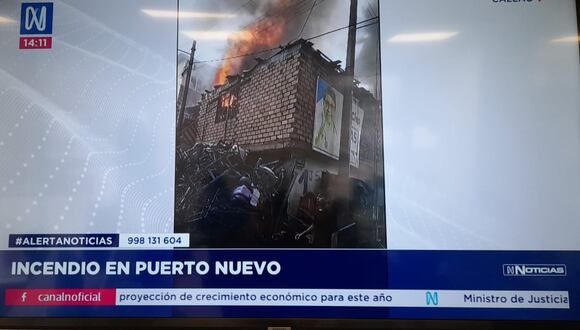 Reportan incendio en Puerto Nuevo. (Captura: Canal N)