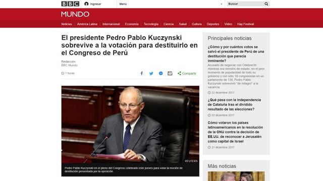 PPK: Así informó la prensa extranjera sobre permanencia del presidente