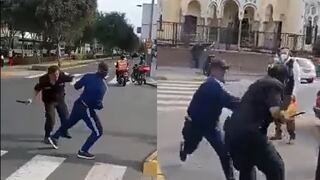 Extranjero agredió a golpes a un policía en exteriores de la Embajada de Venezuela | VIDEOS