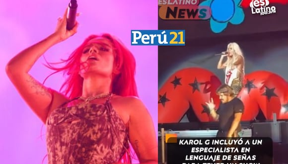 La cantante colombiana incluyo a interprete de señas en su concierto en Lollapallooza. (Foto: Composición/Ig ).