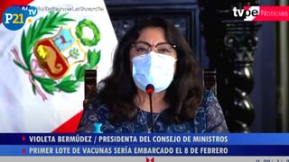 Premier Violeta Bermúdez anunció que las vacunas llegarán al Perú el 9 de febrero [VIDEO]
