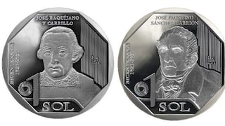 Estas son las nuevas monedas de S/1 de José Baquíjano y Carrillo y José Faustino Sánchez Carrión 