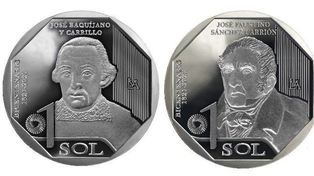 Estas son las nuevas monedas de S/1 de José Baquíjano y Carrillo y José Faustino Sánchez Carrión 