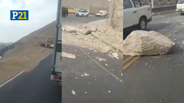 Congestión vehicular en ATE y el serpentín de Pasamayo por deslizamiento de rocas tras sismo | VIDEO