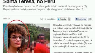 Turista brasileño desapareció en Cusco