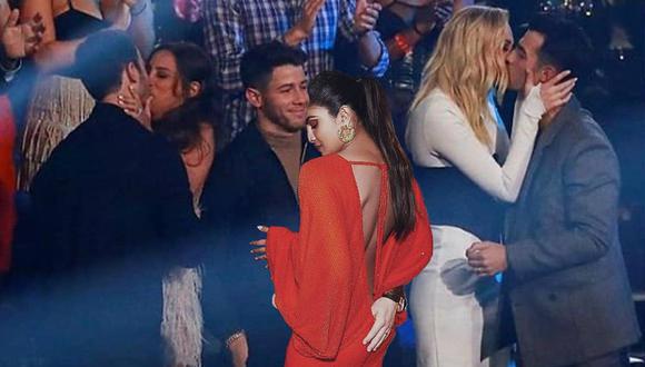 Gracias al poder del Photshop, Nick Jonas parece estar “abrazando" cariñosamente a su ausente esposa, mientras sus hermanos también celebran junto a sus parejas en los  MTV Video Music Awards 2019. (Instagram/@priyankachopra)