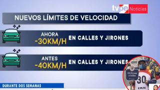 Conoce los nuevos límites de velocidad en calles y avenidas de Lima