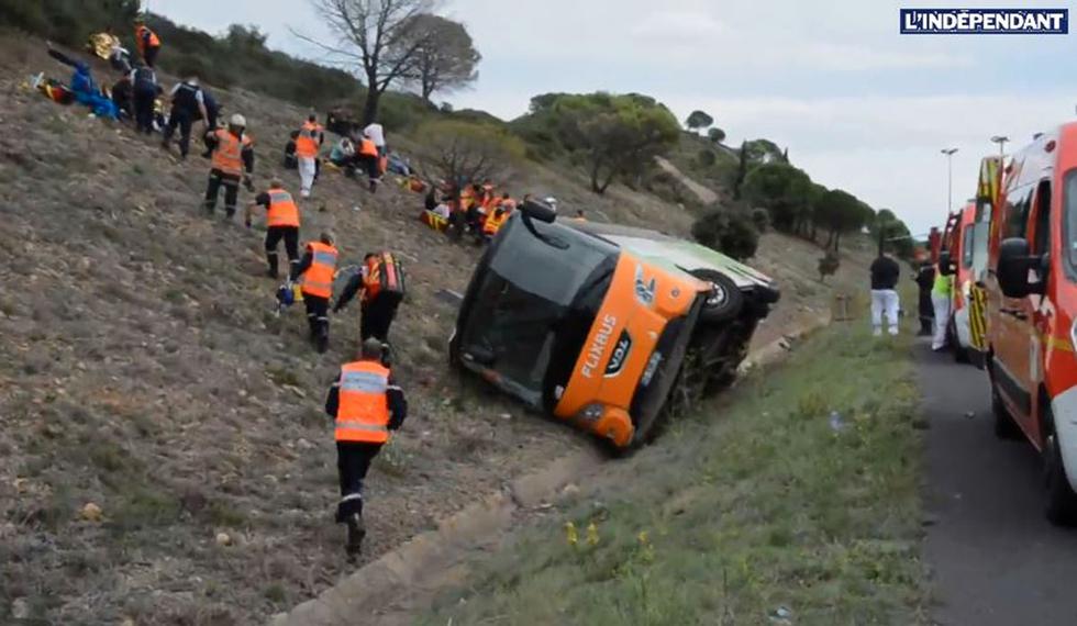 Un bus que cubría la ruta entre Barcelona y Burdeos sufrió un grave accidente. (Foto: Captura de video)