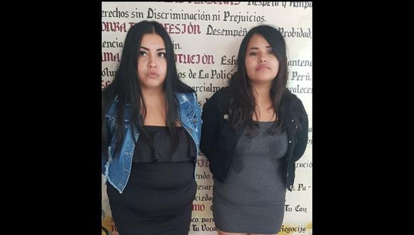 Las detenidas fueron identificadas como Brenda Milagros Espinoza Rea (20) y Audette Angie Zavala Arrago (27) . (Foto: Policía Nacional)
