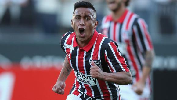 Christian Cueva fue figura marcando dos goles en empate 2-2 del Sao Paulo. (Getyy Images)