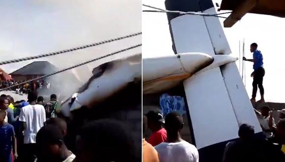 Un avión se estrelló poco después de despegar del aeropuerto de Goma, en el Congo. (Foto: Captura de video)