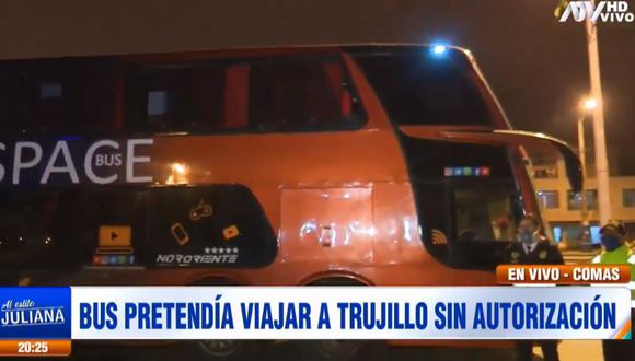 El bus interprovincial fue intervenido en San Martín de Porres por la Policía. (ATV)
