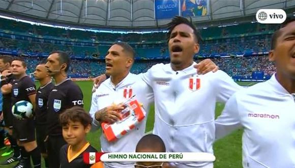 Así cantaron el himno nacional los jugadores de la selección peruana. (Captura y video: América TV)